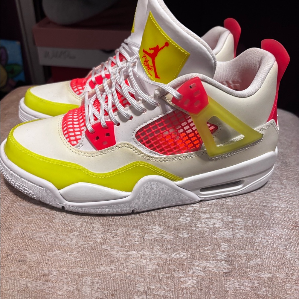 Kids Jordan Retro Sneakers - White, Yellow, and Pink